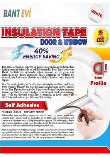 Kapı Pencere Bandı Beyaz 6mt Kapı Pencere Fitili İzolasyon Bantı