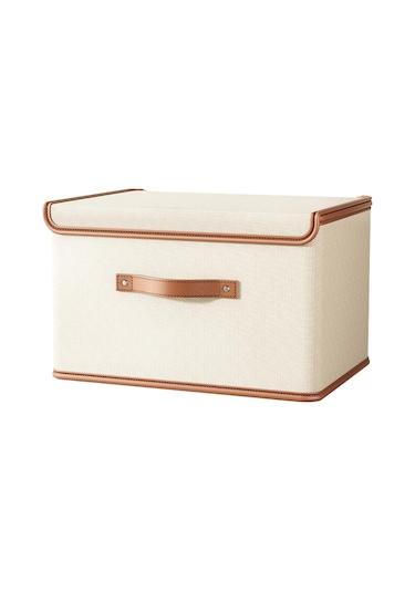 Suntek Katlanabilir Organizatör Kapaklı Saklama Kutusu Bej 50 x 35 x 31 CM