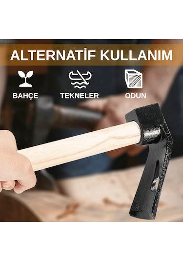500 Gr Çelik Keser Dayanıklı Çift Yönlü Ahşap Saplı Ergonomik