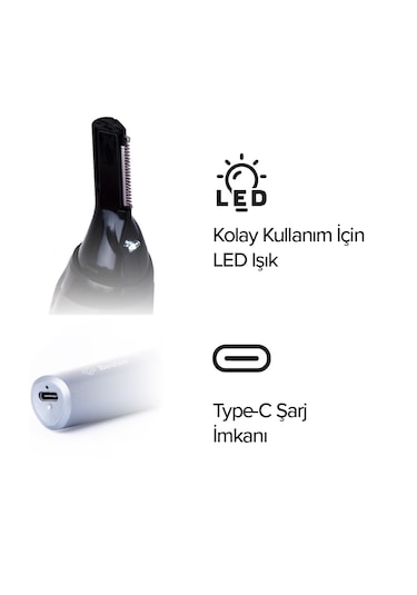 Bester Ne8003 Işıklı Şarj Edilebilir Kulak Burun Tüy Kesme Makine