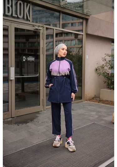 Tesettür Eşofman Takımı Fermuarlı Ikili Takımı Lacivert 479 Lacivert