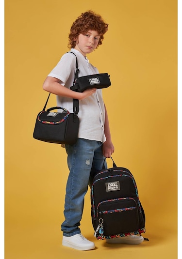 Coral High Siyah Grafiti Desenli 3 Lü Okul Çanta Seti Set0123633