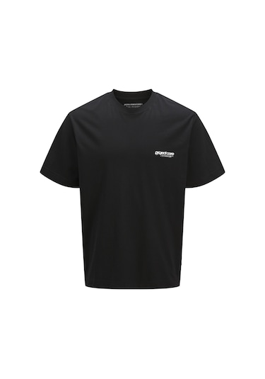 Jack & Jones Erkek Gögüs Ve Sirt Baskili Tişört - Union - 12273442 Black Siyah