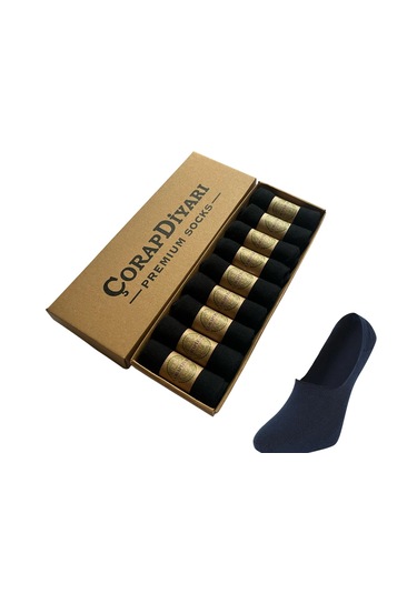 Premium 9'lu Dikişsiz Burun Kaydırmaz Topuk Bambu Babet Çorap Lacivert