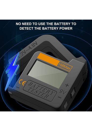 Kangvka Dijital Pil Test Cihazı, Hızlı Pil Gücü Tespiti, Lcd Ekranlı, Kolay Kullanım, 90mm Uzatılabilir, Çeşitli Pil Tiplerini Ölçer Siyah