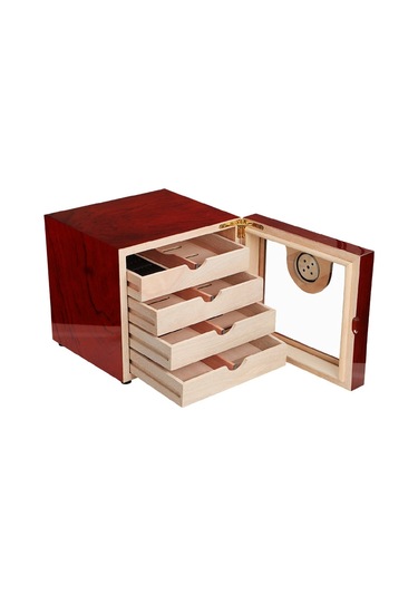 Falconetti 4 Katlı Kırmızı Camlı Humidor Puro Kutusu Rc13