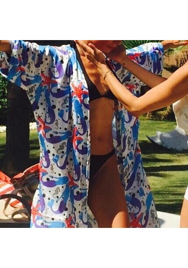 2022 Plaj Cover Up Tunikler Plaj Baskı Şifon Kaftan Bikini Cover Up Robe De Plage Sarong Plaj Wrap Mayo Coverup Q527 Çok Renkli