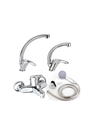 Moonshop Banyo + Lavabo + Mutfak Batarya Seti 4'lü Krom