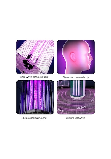 Tongxida 365nm Mor Elektri Kli Öldürücü + Nefesli Çekim, 360 Derece Yakalama, Pil Li Masa/duvar Tipi