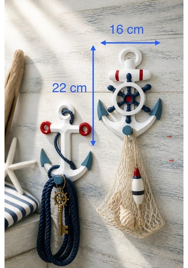 Baroqo Marin Temalı Dekoratif Duvar Askılığı - 2'li Set 16x22 Cm