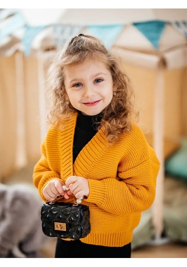 Aishah Kids Bebek Kızlar İçin Sıcak Örgü Hırka 137624164 Hardal Rengi