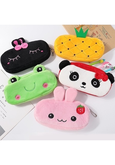 Willowhaven 3 Adet Sevimli Hayvan Peluş Kalem Çantası - 20x10cm - Sarı - Çocuk Kırtasiye Sarı