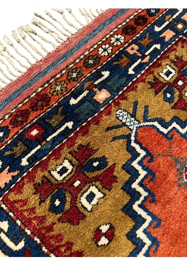 El Dokuma Antika 97x120 Dazkırı Halısı Koleksiyonluk Kök Boya Kiremit