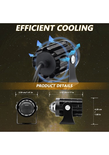 Suofeng Motorsiklet Iki Renkli Isiklar 6000k/3000k 60w 6000lm, Kolay Kurulum, Ip67 Su Geçirmez, Arac Icin Yardimci Spot Işık Seti 2 Adet Mavi