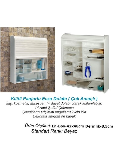 Primanova Panjurlu Ecza ve Banyo Dolabı + İlk Yardım İçerik Seti