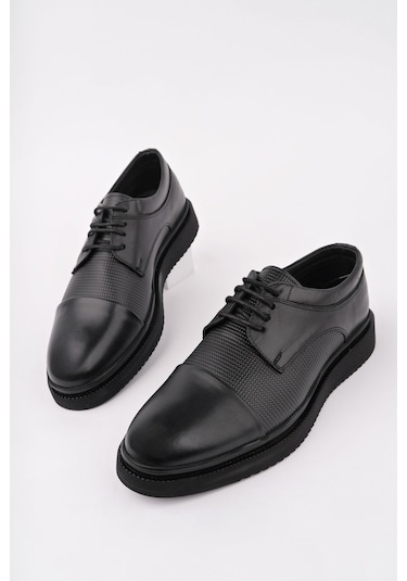Muggo Marcel Garantili Erkek Günlük Klasik Hakiki Deri Casual Ayakkabı Siyah