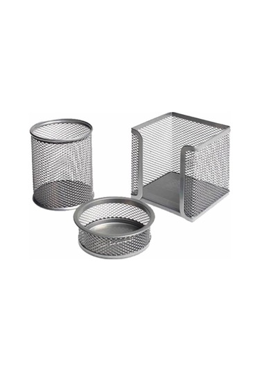 6154 3'lü Gümüş Metal Ofis Masa Seti