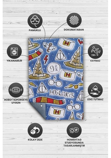 Homshtag Sihir Okulu Harry Potter Desenli Halı Çok Renkli Halı Çok Renkli