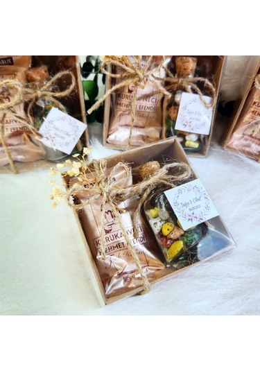 Kahve Ve Şişe İçinde Çakıl Taşı Çikolata Kutulu Söz Nişa 20 Adet