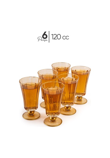 Mest Eylül 6 Adet Lüsterli Bal Renk Kahve Yanı Su Bardağı Seti 120 Cc Bal Renk