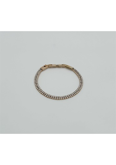 18k Rose Gold Plated Çift Sıra Su Yolu Bileklik Gold