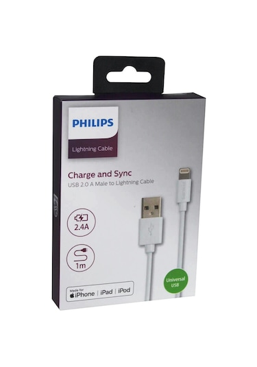 Philips Lightning Usb İphone 5-6-7-8-x Hızlı Şarj Ve Data Kablosu 1m Swr1508w/93