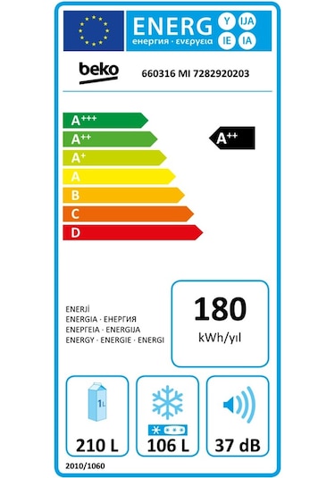 Beko 660316 MI 316 LT No-Frost Kombi Buzdolabı