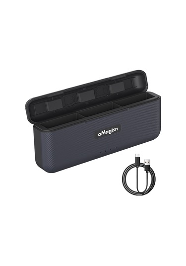 Amagisn 3 Yuvalı Hızlı Şarj Kutusu Pil Şarj Cihazı Siyah