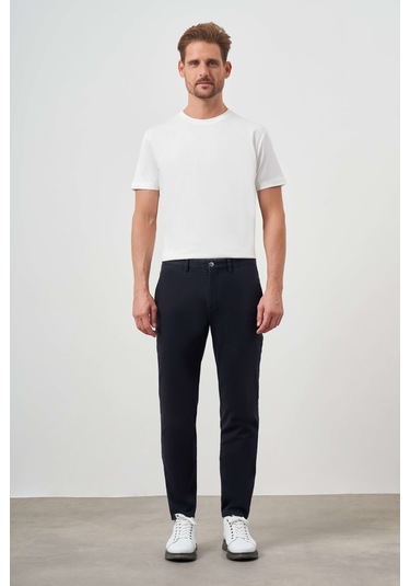 Erkek Lacivert Pamuk Yan Cep Slim Fit Chino Pantolon 24ks003016200 Lacivert