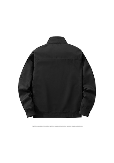 Düz Renk Günlük Sportif Bol Erkek Uçuş Ceketi Siyah