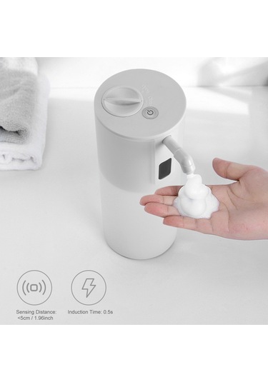 Kangvka Otomatik Entegreli 350ml Köpük Sabun Dağıtıcı - Infrared Sensörlü, El Temassız Hijyenik Mutfak/banyo Uygulaması Pil Yok Beyaz