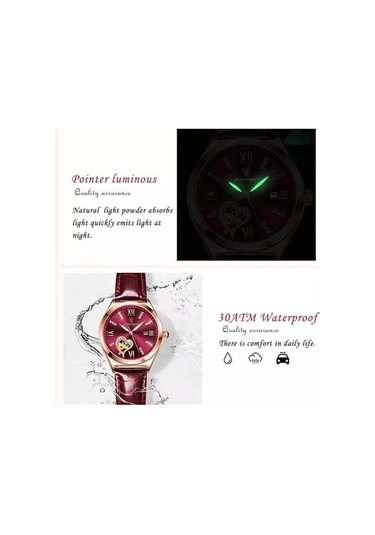 Novahub Kırmızı 2024 Kadın Saat Moda Deri Romantik Lüks Bayan Izle Su Geçirmez Kuvars Tarihi Marka Kol Saati Kırmızı