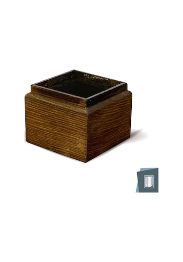 Kaf Ahşap Dekoratif Mini Saksı / Küp / Kahverengi
