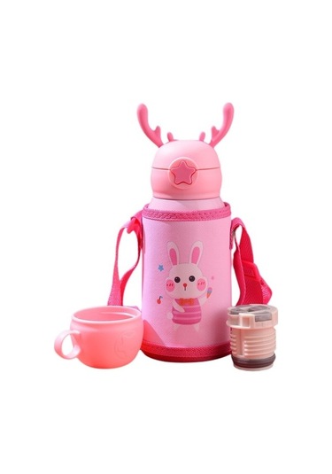 Ruicheng 500 Ml. Paslanmaz Çelik Taşınabilir Yalıtımlı Çocuk Suluklar Mataralar Dop6ot Açık Pembe