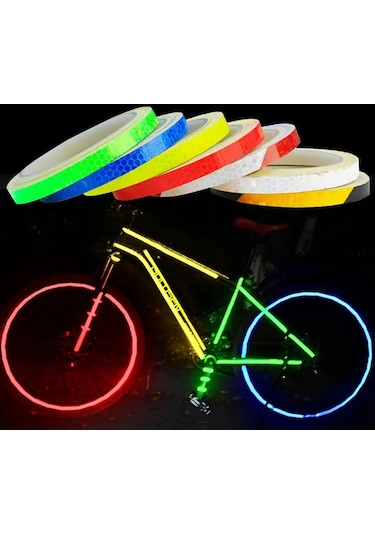 Mavi Bisiklet Araba Styling Yansıtıcı Floresan Şerit Bant Motosiklet Gövde Jant Tekerlek Şerit Bant Çıkartmalar Dekoratif Mavi/kırmızı/sarı Sarı