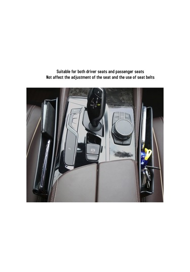 Suofeng Siyah Deri Araba Koltuk Aralığı Dolgusu Organizatörü - 33cm Araç Çekmecesi Depolama Kutusu