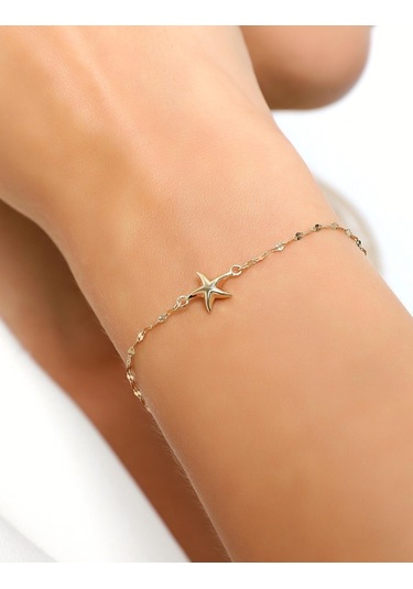 İkbl00275 14 Ayar Altın Boomerang Denizyıldızı Bileklik