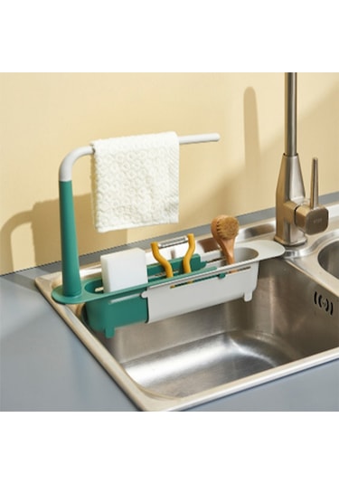 Suofeng Mutfak Lavabo Genişlik Ayarlanabilir Çıkarılabilir Sulama Rafı, Havlu Kurutma Ve Bez Saklama Fonksiyonu, Sarı Renkli Pp Malzeme