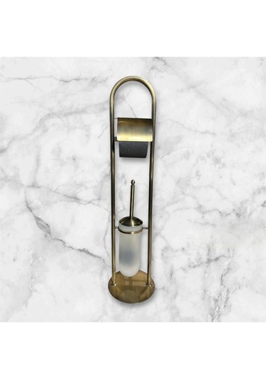 İsaoğlu Yapı Antik Gold Ayaklı Tuvalet Kağıtlığı Ve Klozet Fırçası Vintage Tasarım Pirinç Malzeme Antik Fırça Gold