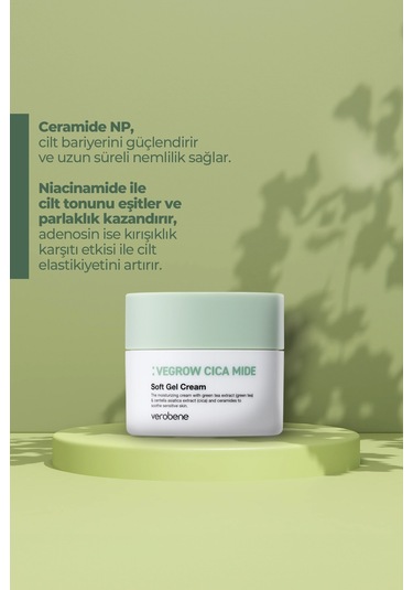 Verobene Vegrow Cica Mide Soft Gel Kore Yeşil Çay Özlü Krem 50 ML