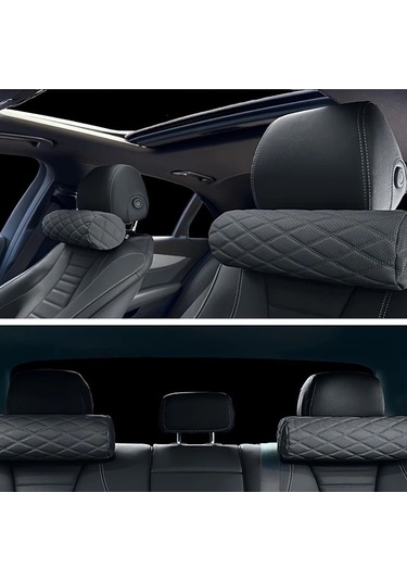 Dashanshop Hafızalı Köpük Araç Başlığı Yastığı Ash Gray Nefes Alabilir Uzun Yol Konfor