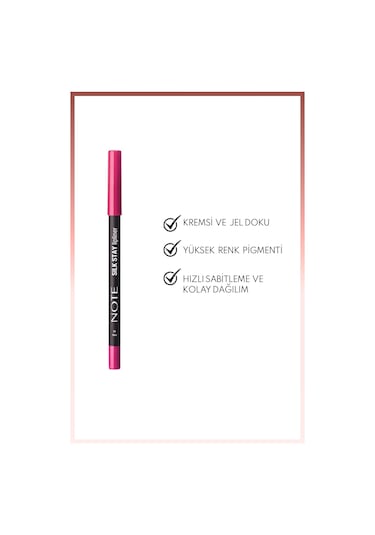Note Cosmetics Silk Stay Lipliner Suya Dayanıklı İpeksi Dudak Kalemi - 06 Pink - Pembe