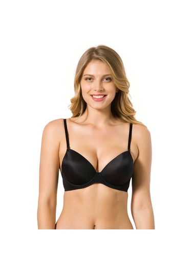 Mikro Kaplı Kulaksız Destekli Silikonlu B Kap Sütyen Siyah 7050 Siyah