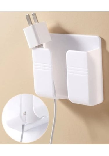 Duvara Yapışan Telefon Kumanda Tutucu Aparatı Beyaz