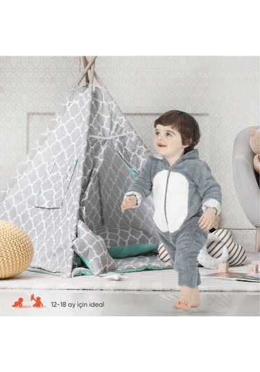 Gezenbebe Hero Kahraman Kapüşonlu Welsoft Bebek Tulum Gri