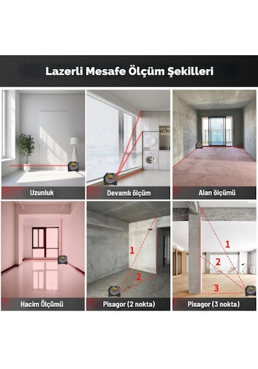 Texta Tp40 Lazer Mesafe Ölçerli Şerit Metre 40m + 5m