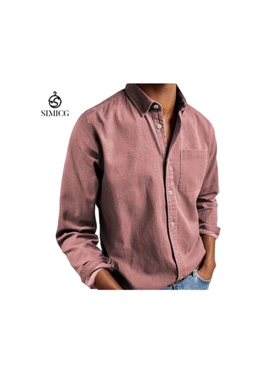 Erkek Gömleği Uzun Kollu Yakalı Erkek Gömleği Pembe