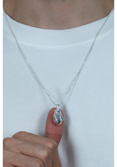 Gümüş Boks Eldiveni Erkek Kolye 55Cm Zincirli Küçük Boy Bek01K (47275223)