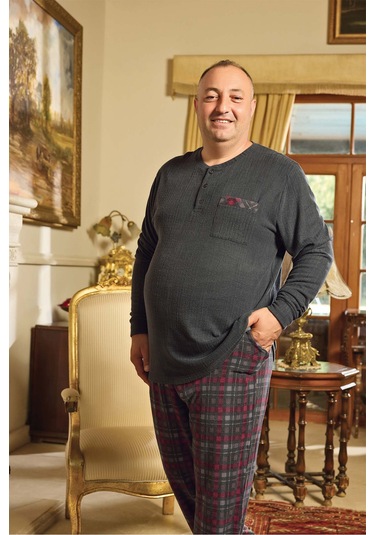 Aydoğan Erkek Emir Büyük Beden Kışlık Antrasit Pijama Takım 0786 Antrasit