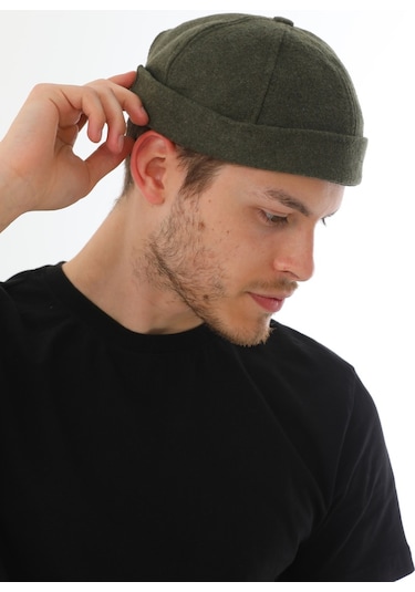 Kaşe Arkadan Ayarlı Retro Hip-hop Takke Şapka Haki